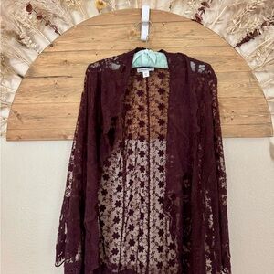 Coldwater Creek Plum Floral Cardigan